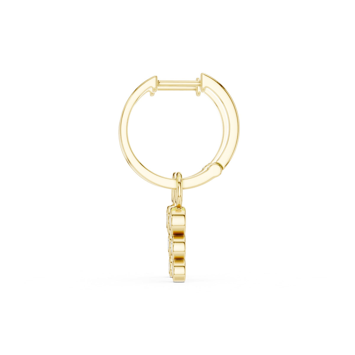Three Bezel Drop Diamond Huggie Earrings