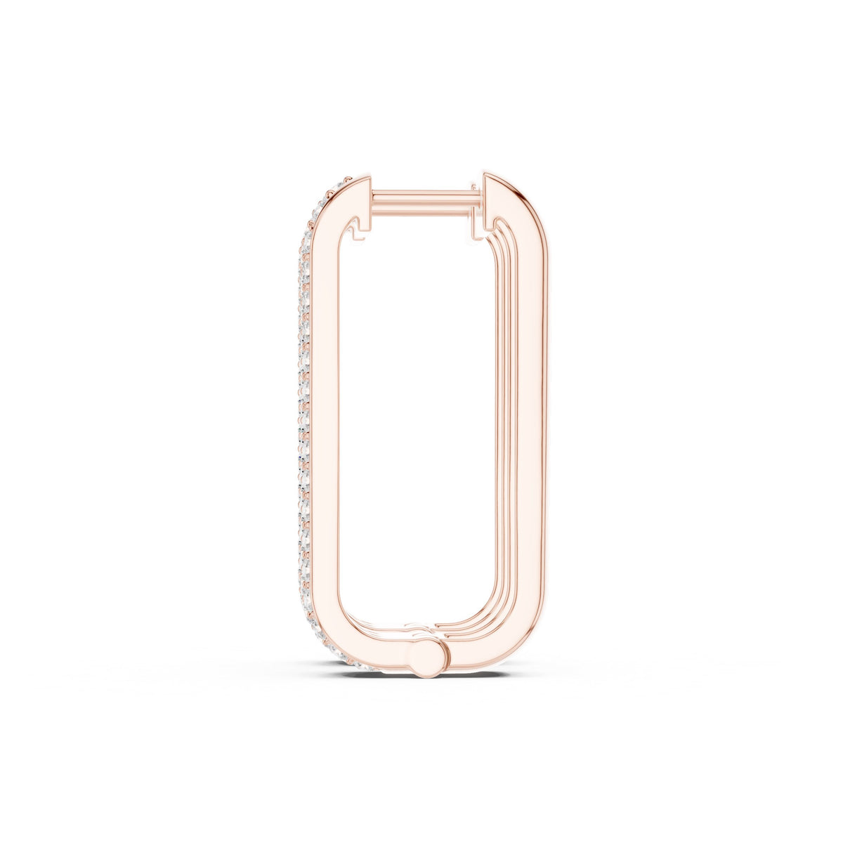 Elongated Pave Rectangle Hoop Diamond Earrings