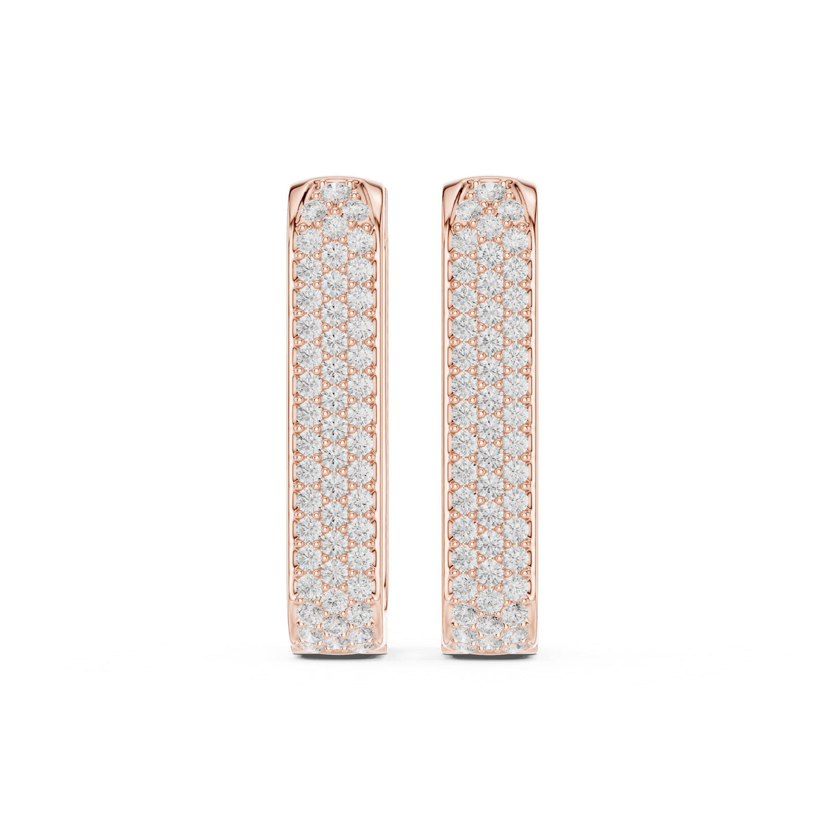 Elongated Pave Rectangle Hoop Diamond Earrings