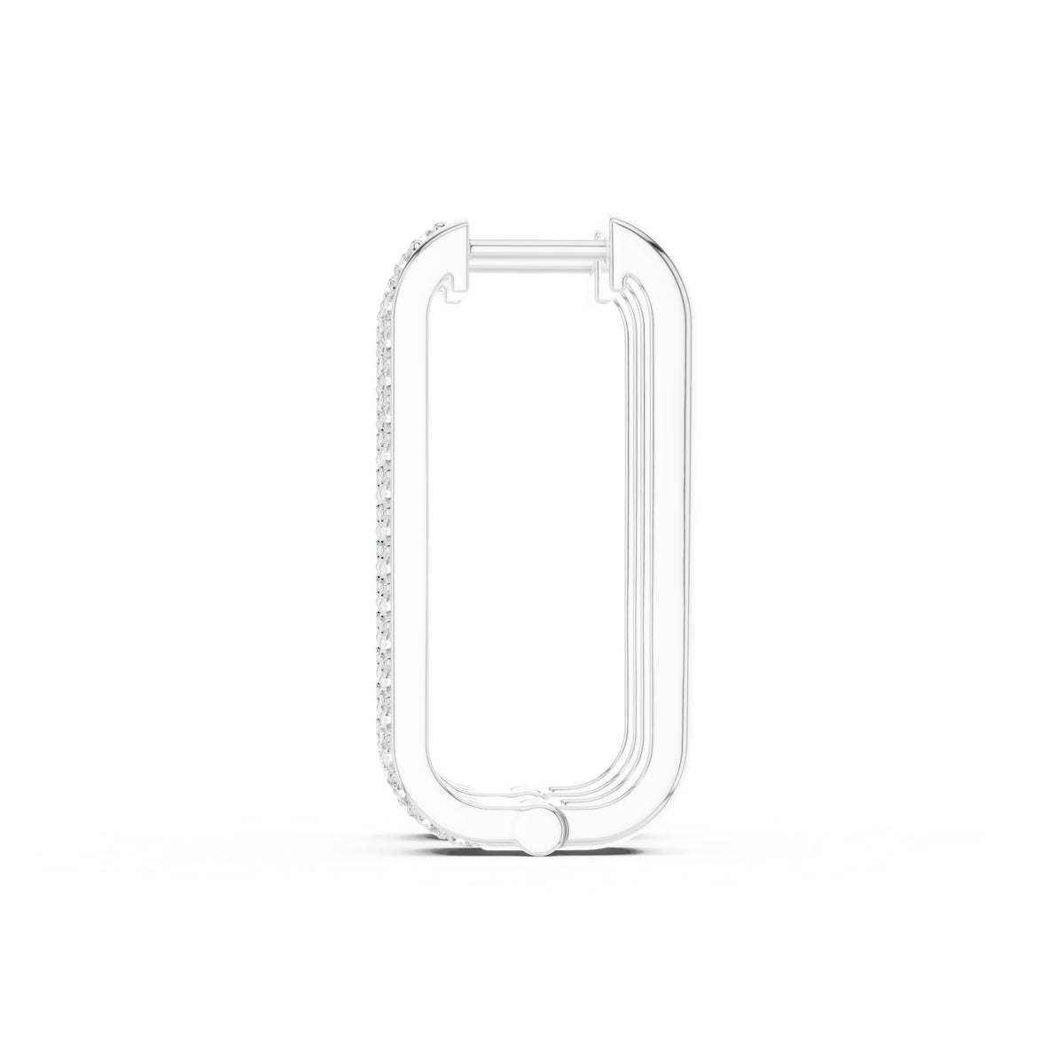 Elongated Pave Rectangle Hoop Diamond Earrings