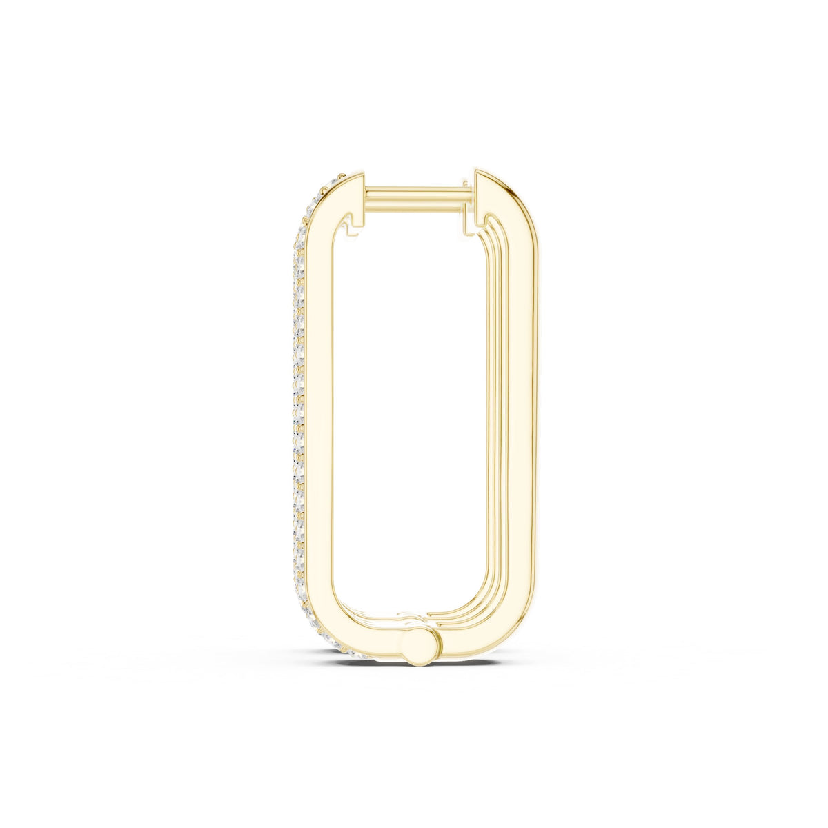 Elongated Pave Rectangle Hoop Diamond Earrings