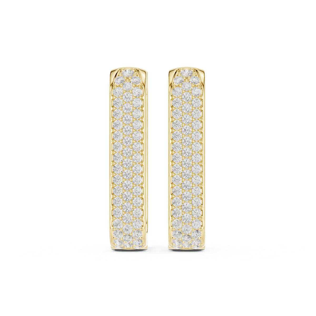 Elongated Pave Rectangle Hoop Diamond Earrings