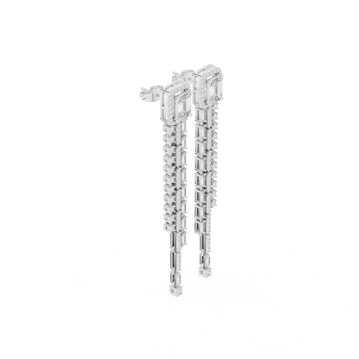 أقراط متدلّية بأهداب وألماس إمرلد in White Gold - VYKA Diamonds