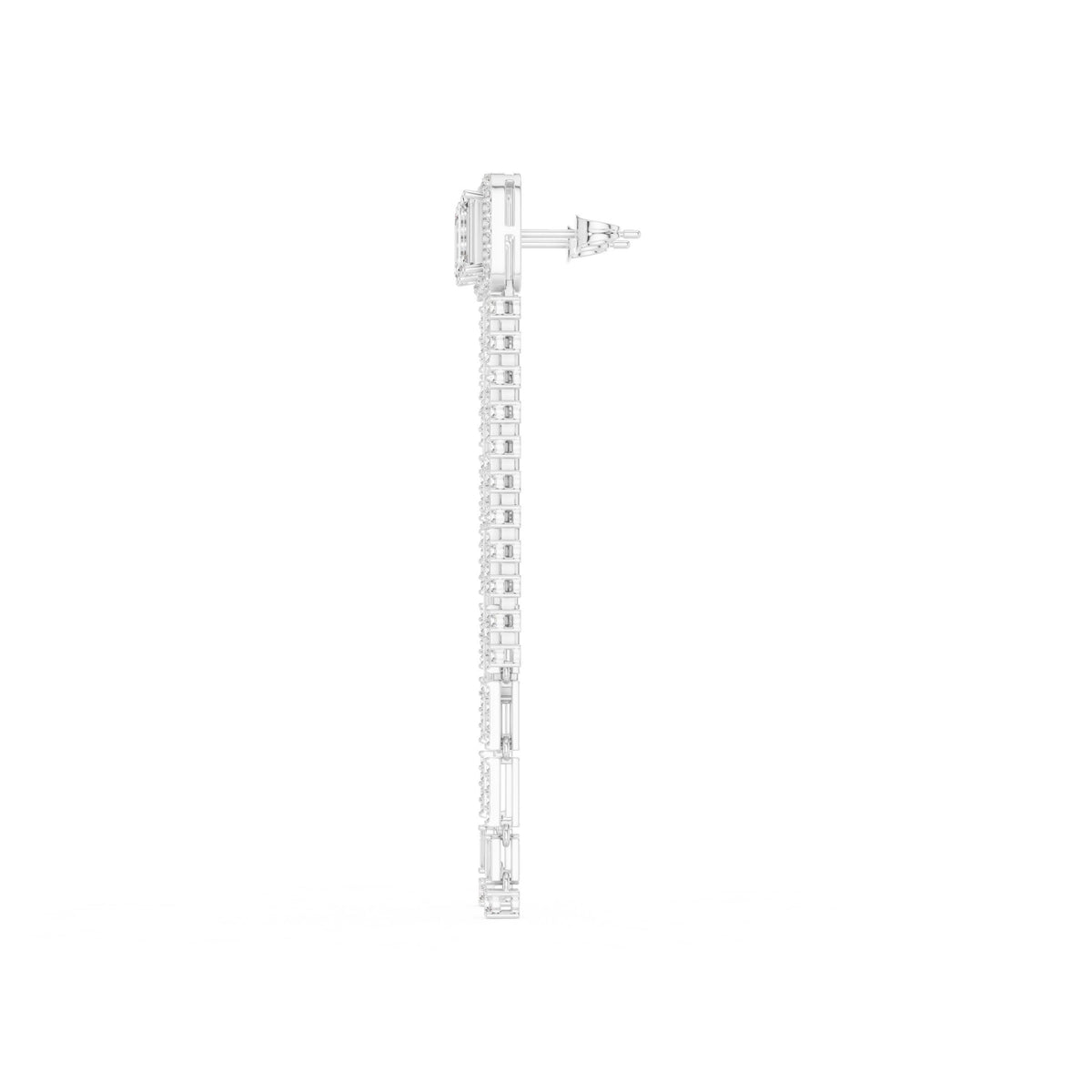 Emerald Cut Tassel Diamond Drop Earrings