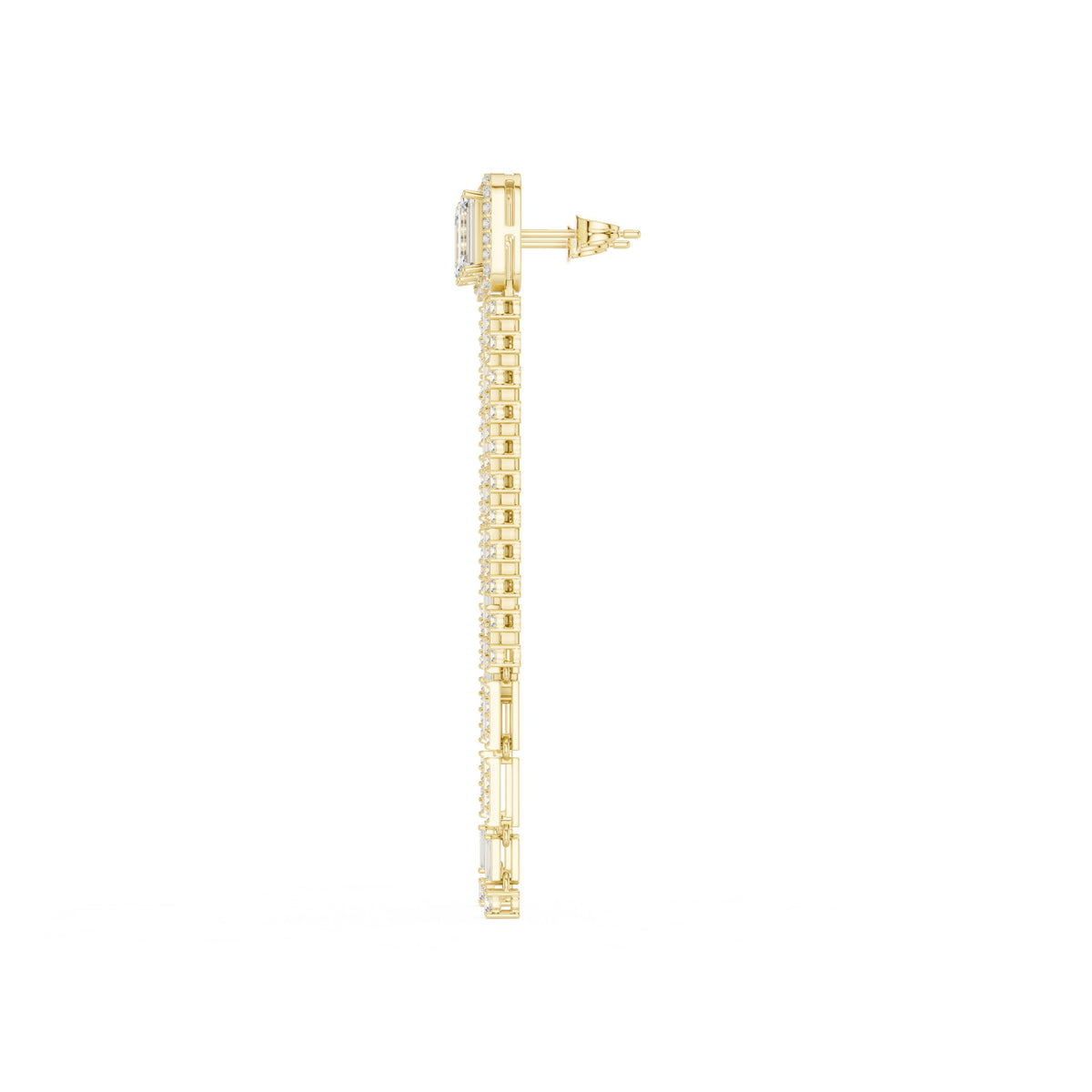 Emerald Cut Tassel Diamond Drop Earrings