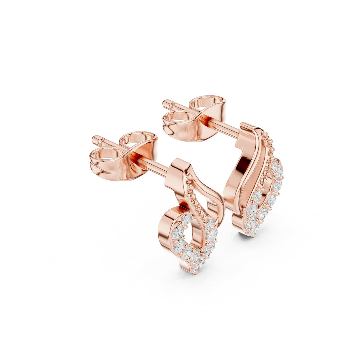S Swirl Pave Diamond Stud Earrings
