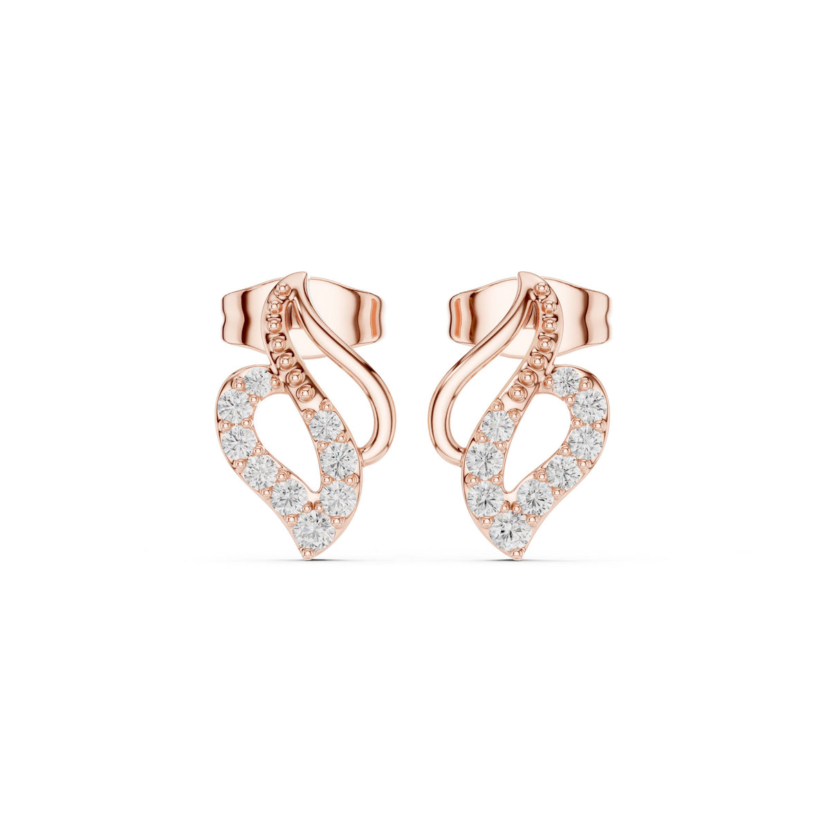 S Swirl Pave Diamond Stud Earrings