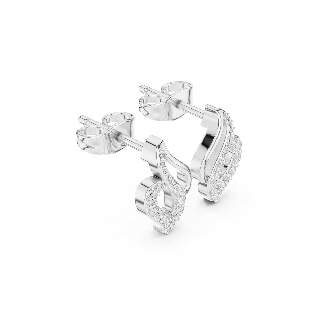 S Swirl Pave Diamond Stud Earrings