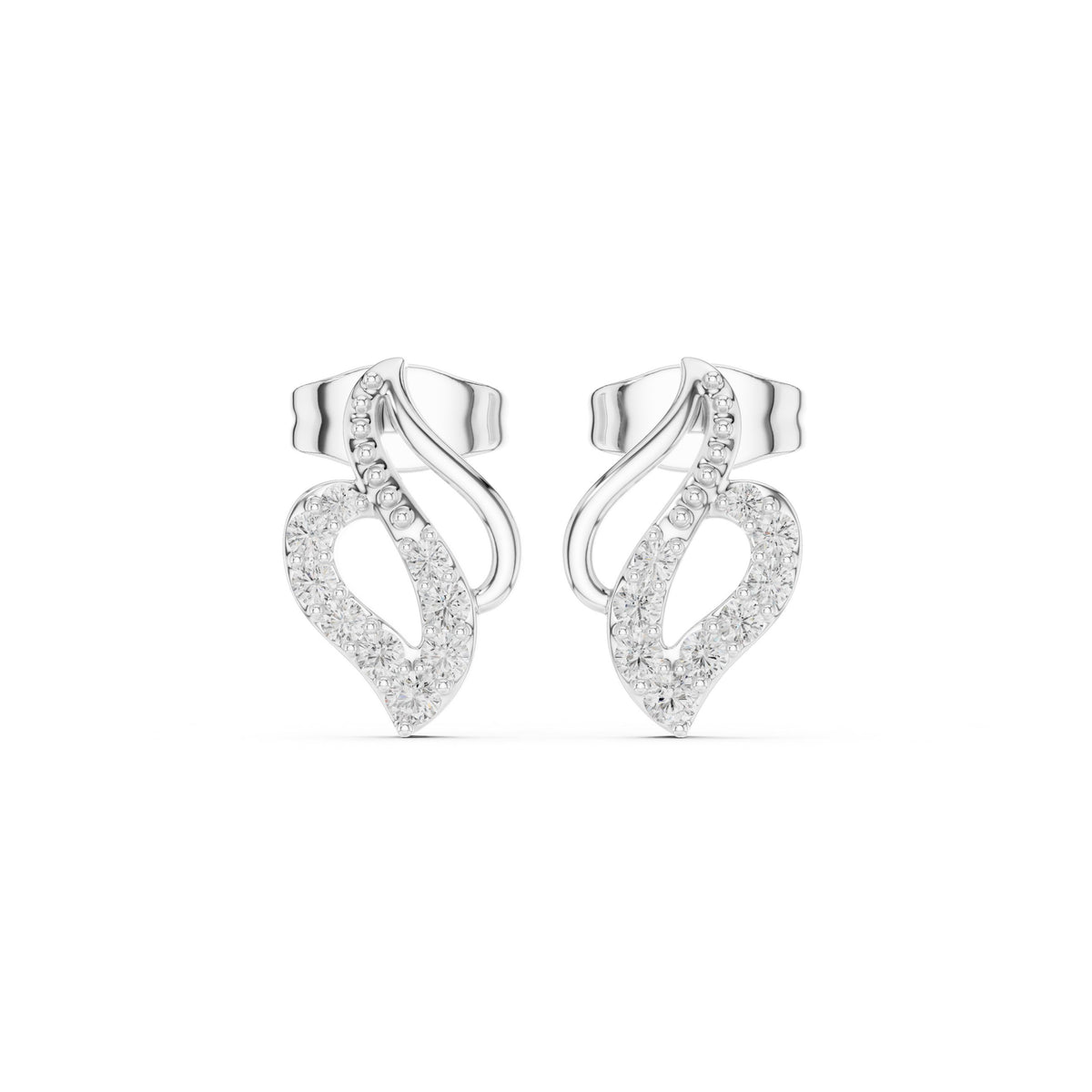 S Swirl Pave Diamond Stud Earrings