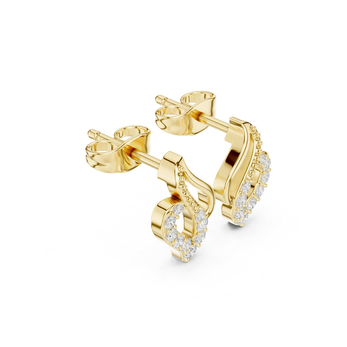 S Swirl Pave Diamond Stud Earrings