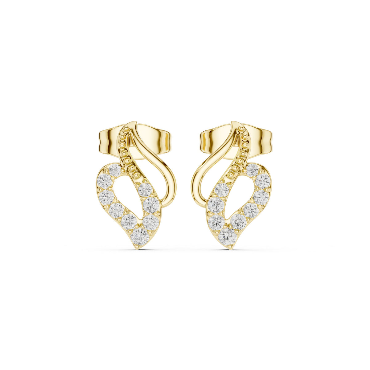 S Swirl Pave Diamond Stud Earrings
