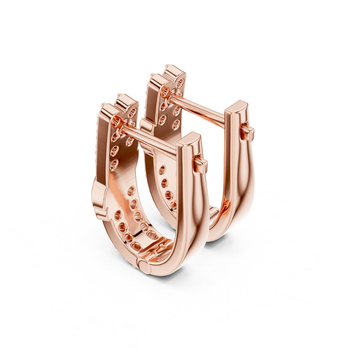 Twist Front Pave Diamond Huggie Earrings