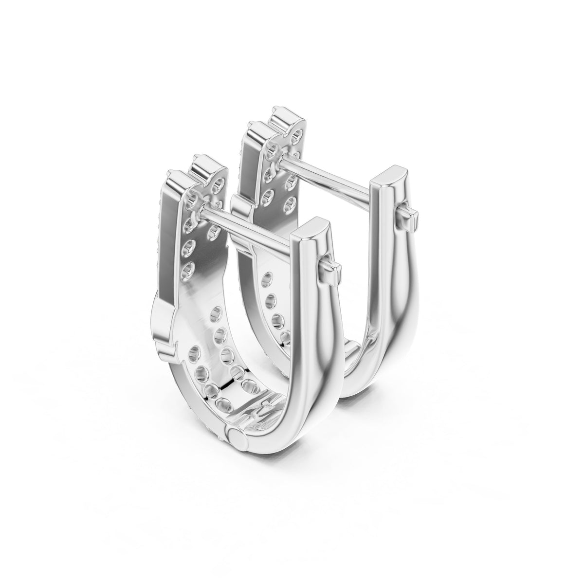 Twist Front Pave Diamond Huggie Earrings
