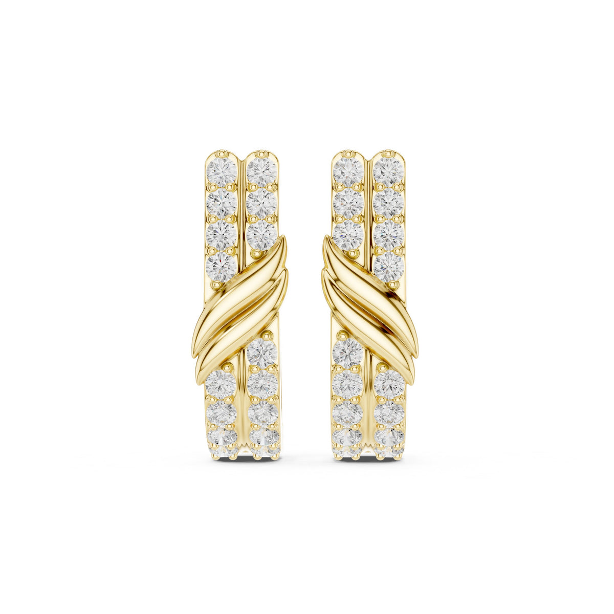Twist Front Pave Diamond Huggie Earrings