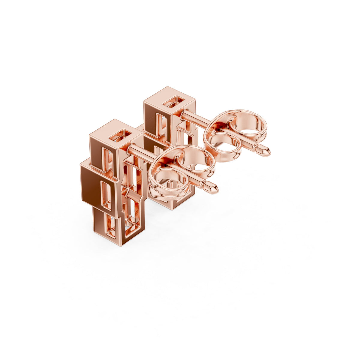 أقراط ألماس برنسيس بإطار محيط in Rose Gold - VYKA Diamonds