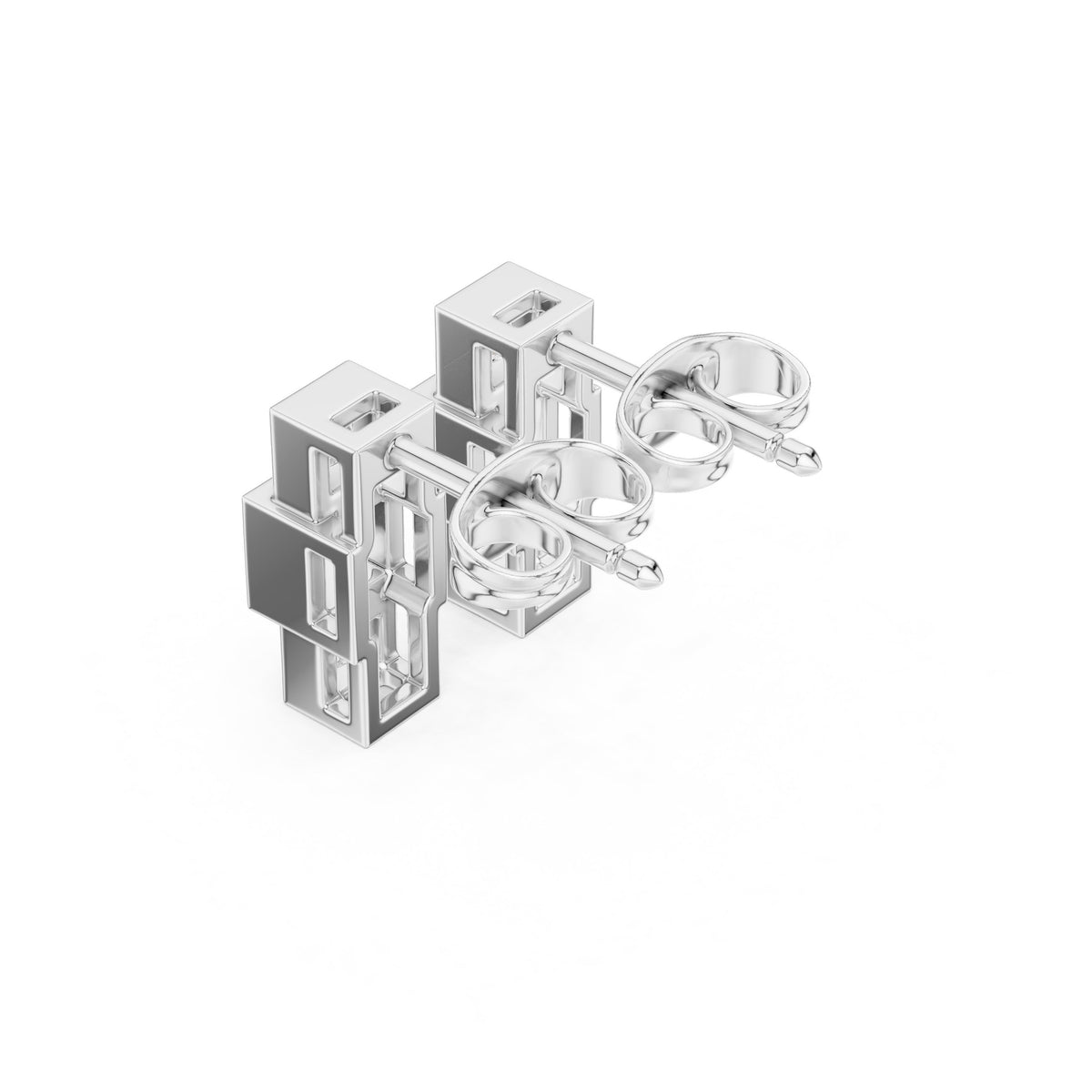 Princess Bezel Set Diamond Stud Earrings