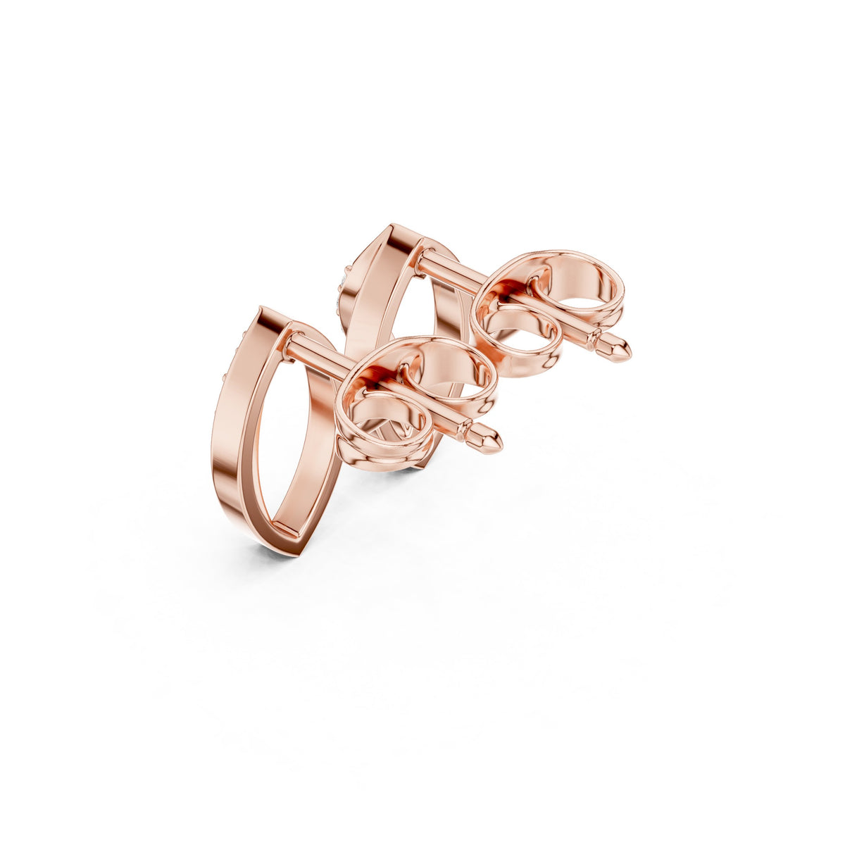 أقراط ألماس باڤيه بحلقة ماركيز مفتوحة in Rose Gold - VYKA Diamonds