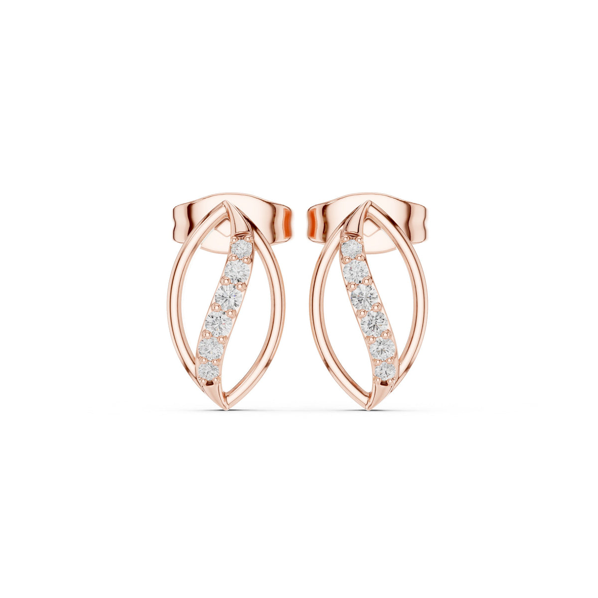 Open Marquise Loop Pave Diamond Stud Earrings