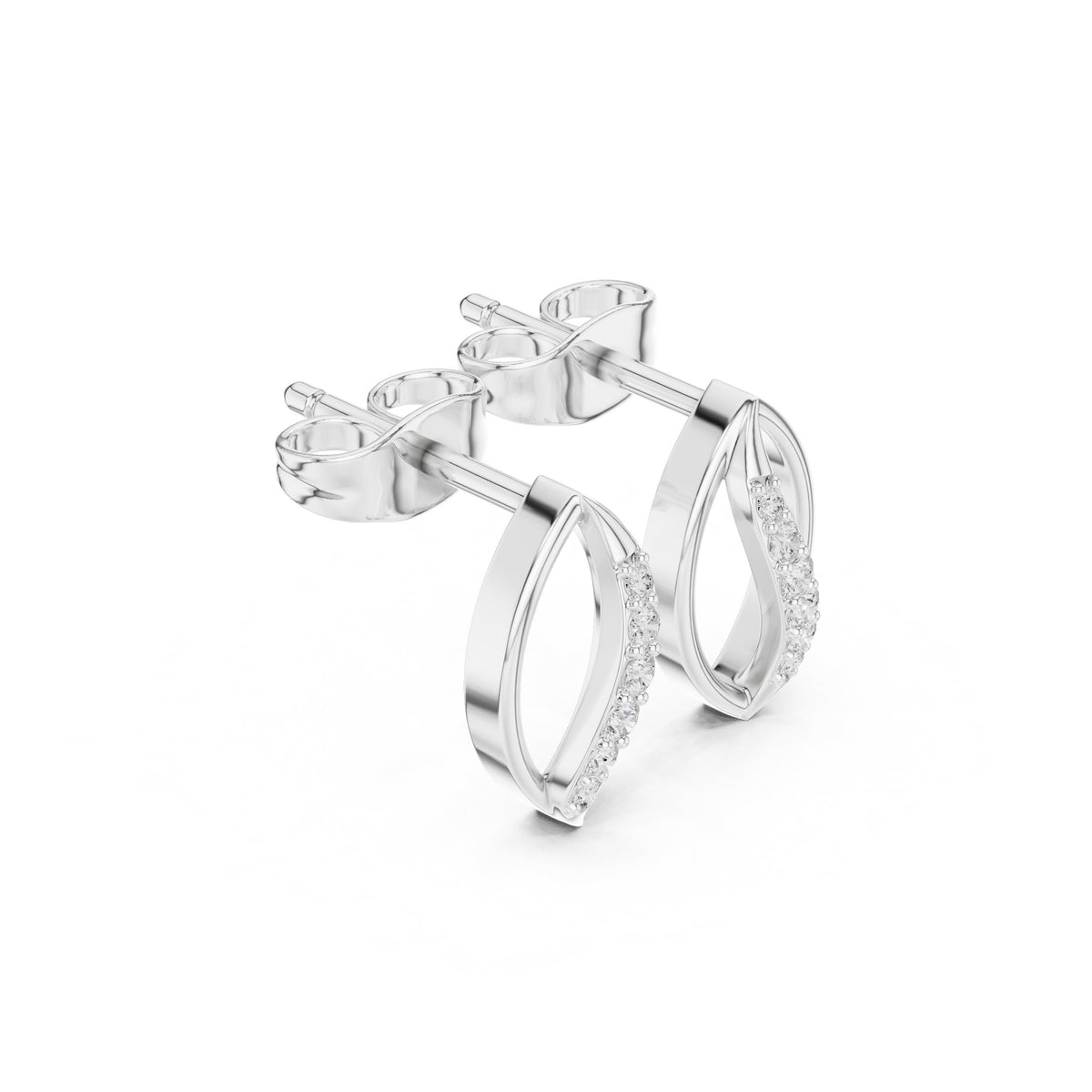 Open Marquise Loop Pave Diamond Stud Earrings