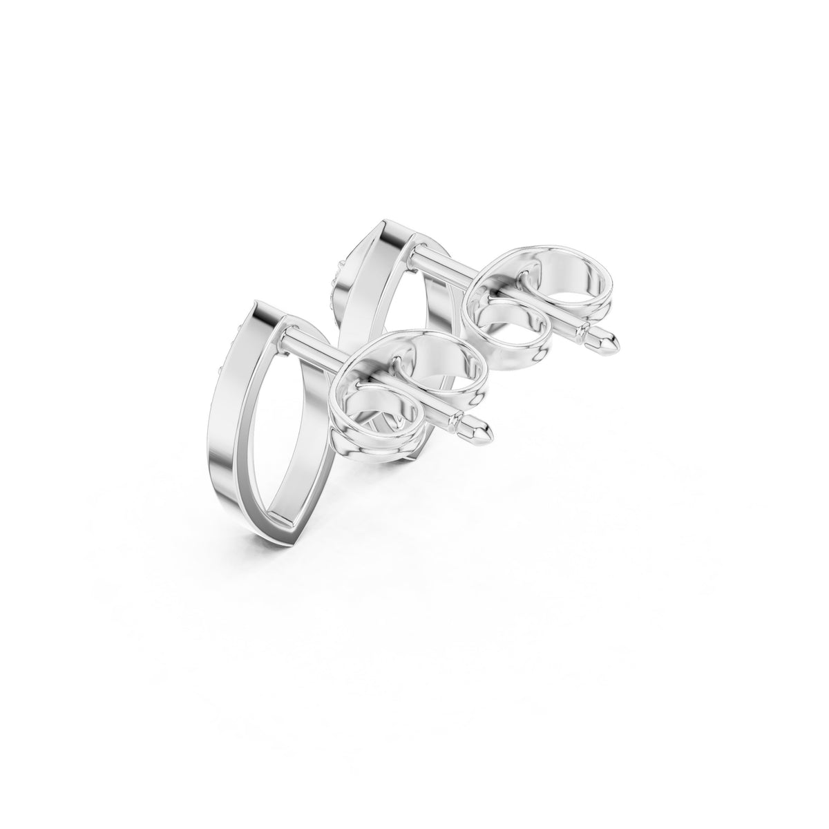 Open Marquise Loop Pave Diamond Stud Earrings