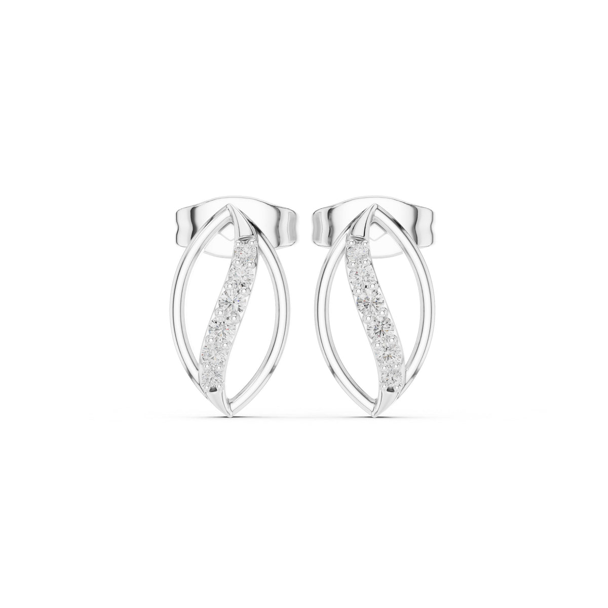 Open Marquise Loop Pave Diamond Stud Earrings