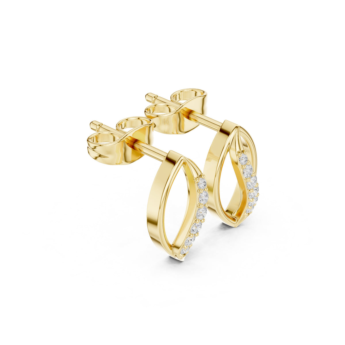 Open Marquise Loop Pave Diamond Stud Earrings