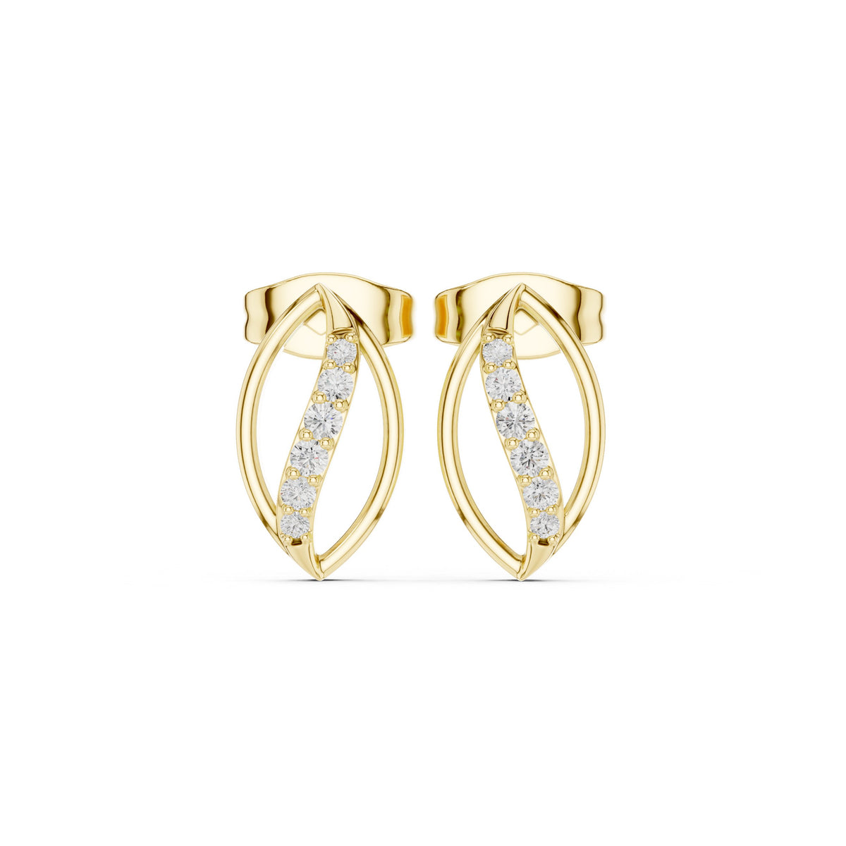 Open Marquise Loop Pave Diamond Stud Earrings