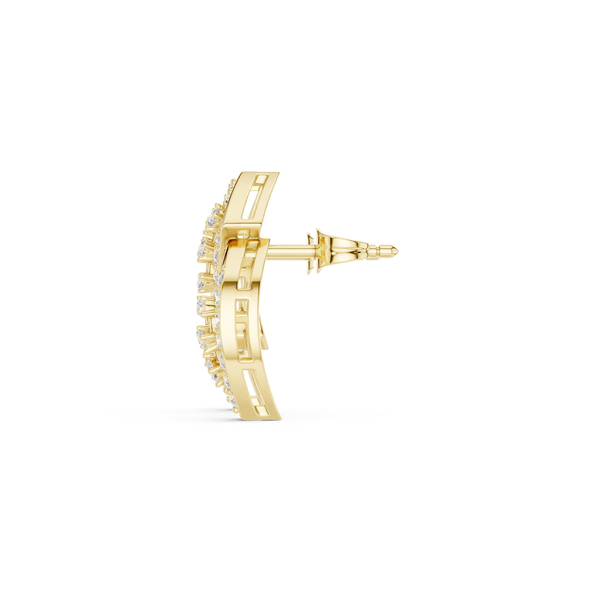 Layered Leaf Pave Diamond Stud Earrings