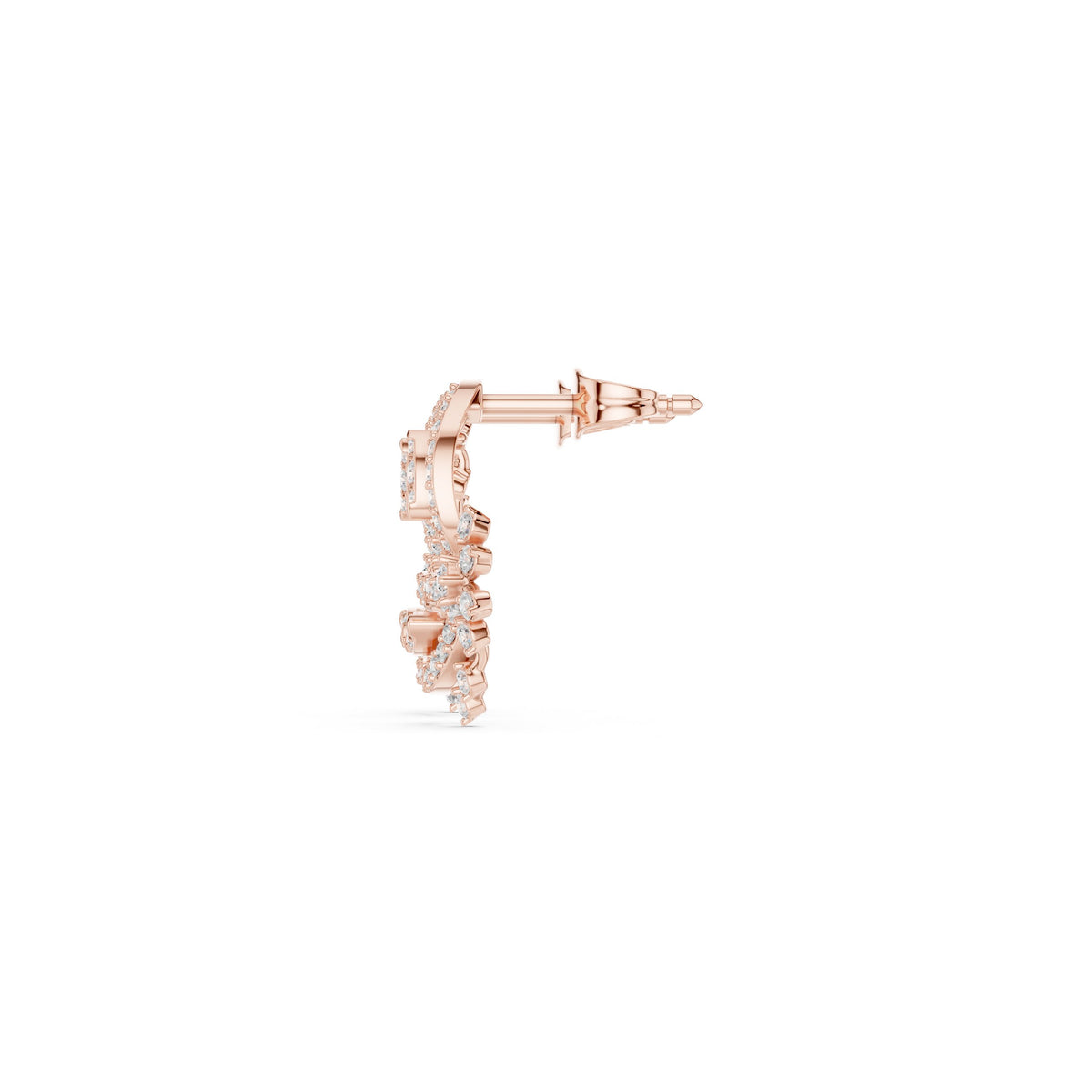 Floral Cascade Pave Diamond Stud Earrings in Rose Gold - VYKA Diamonds