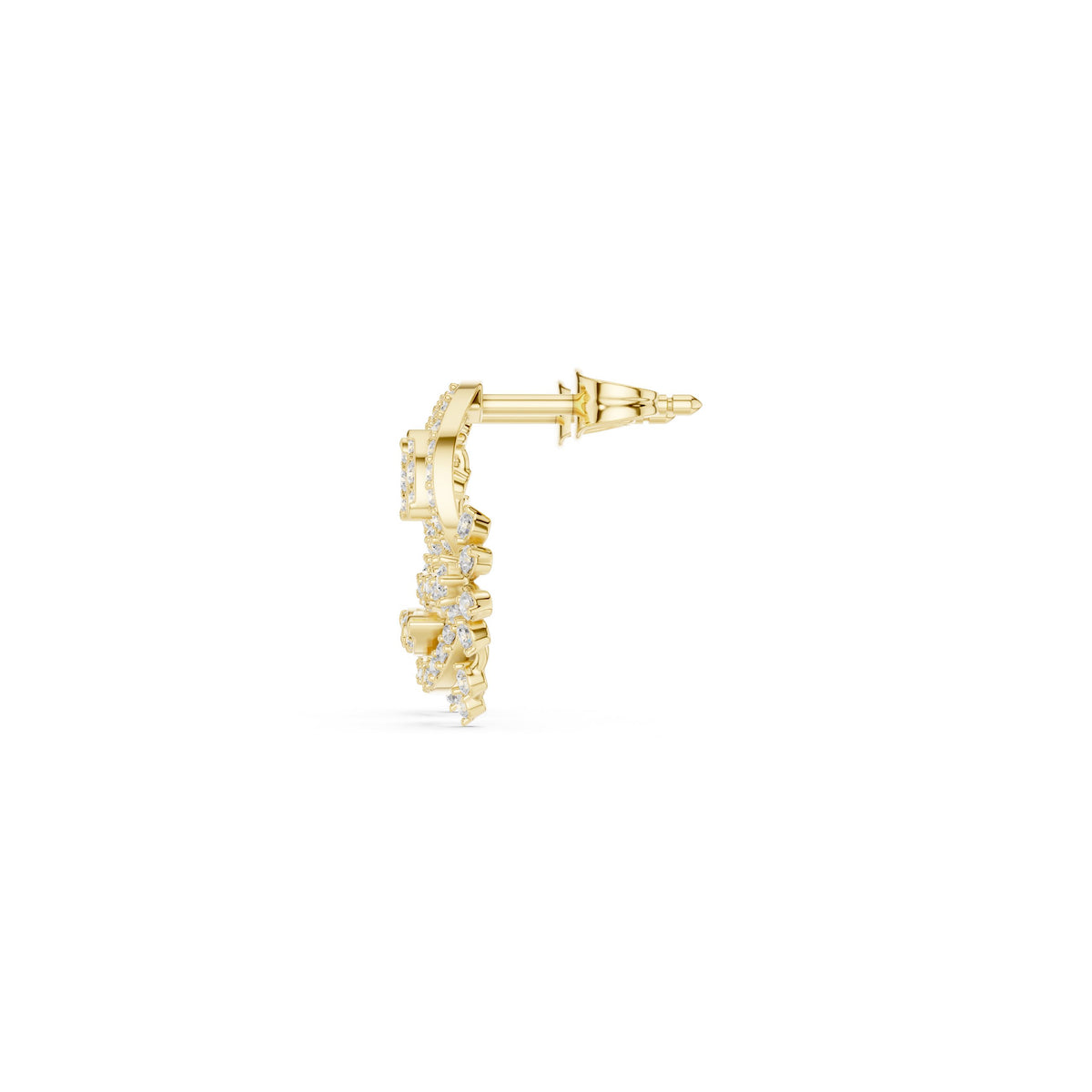 Floral Cascade Pave Diamond Stud Earrings