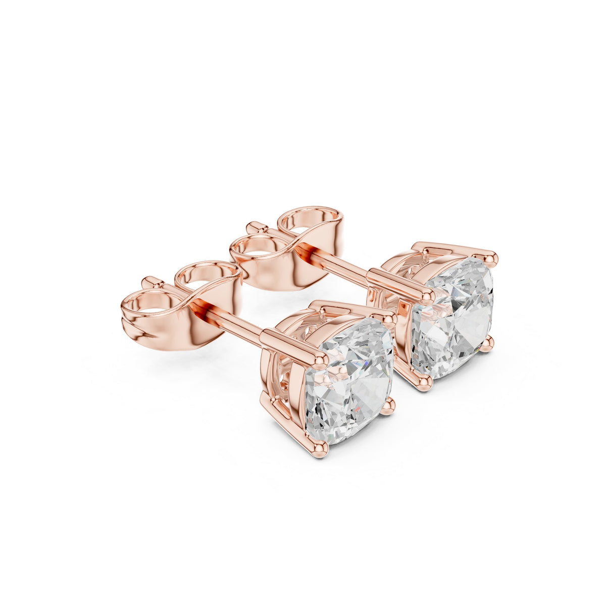 Cushion Solitaire Diamond Stud Earrings