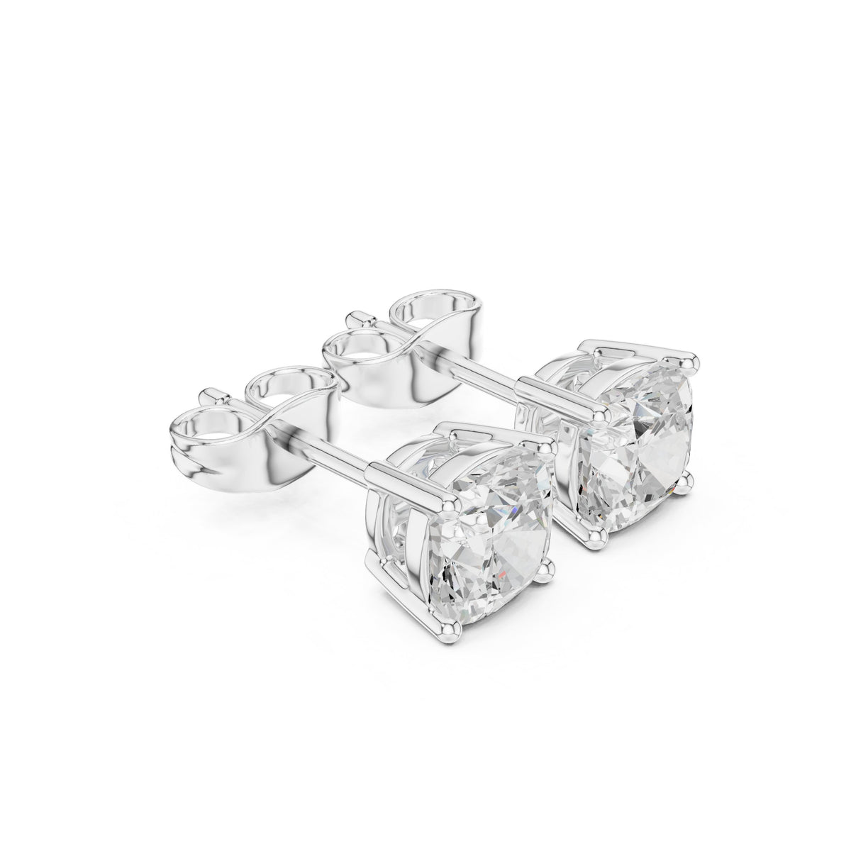 Cushion Solitaire Diamond Stud Earrings