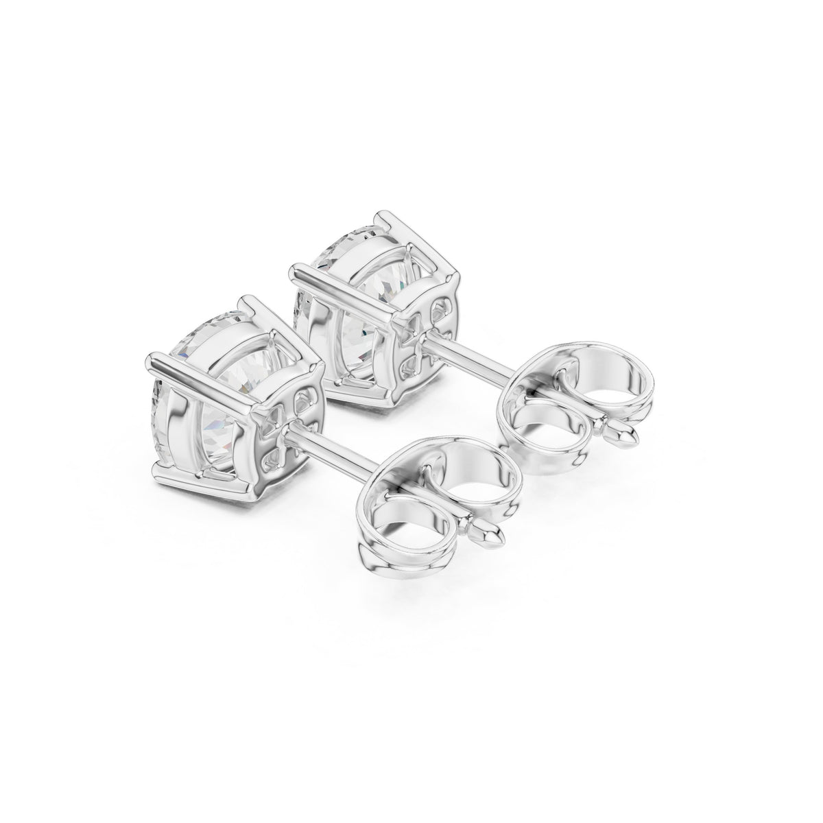 Cushion Solitaire Diamond Stud Earrings