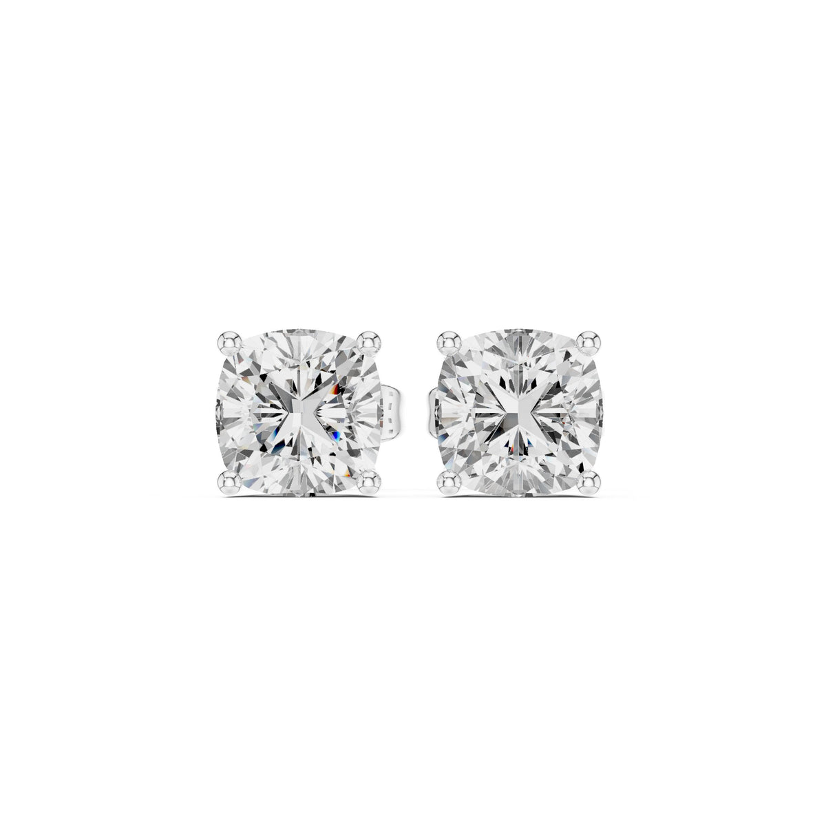 Cushion Solitaire Diamond Stud Earrings