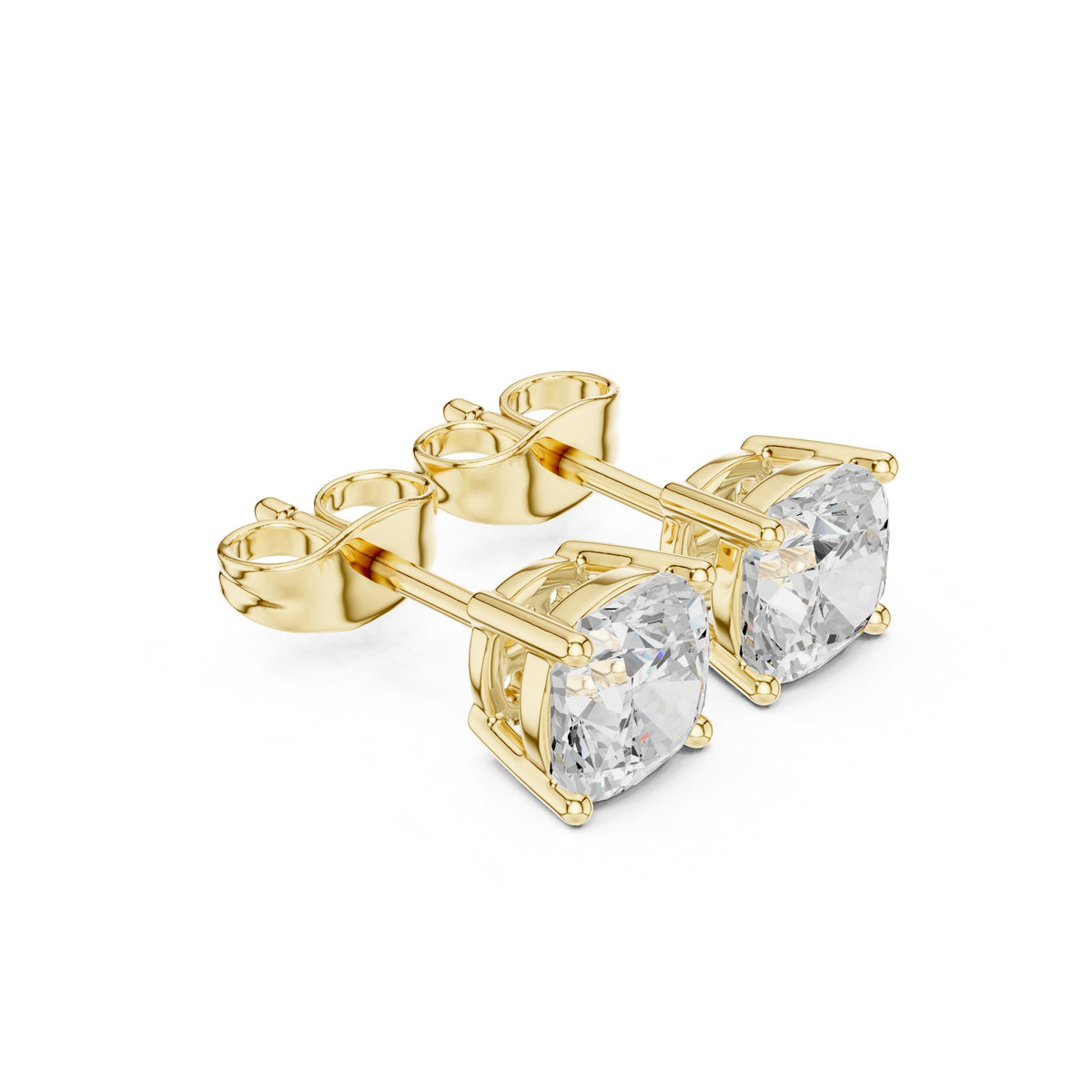 Cushion Solitaire Diamond Stud Earrings