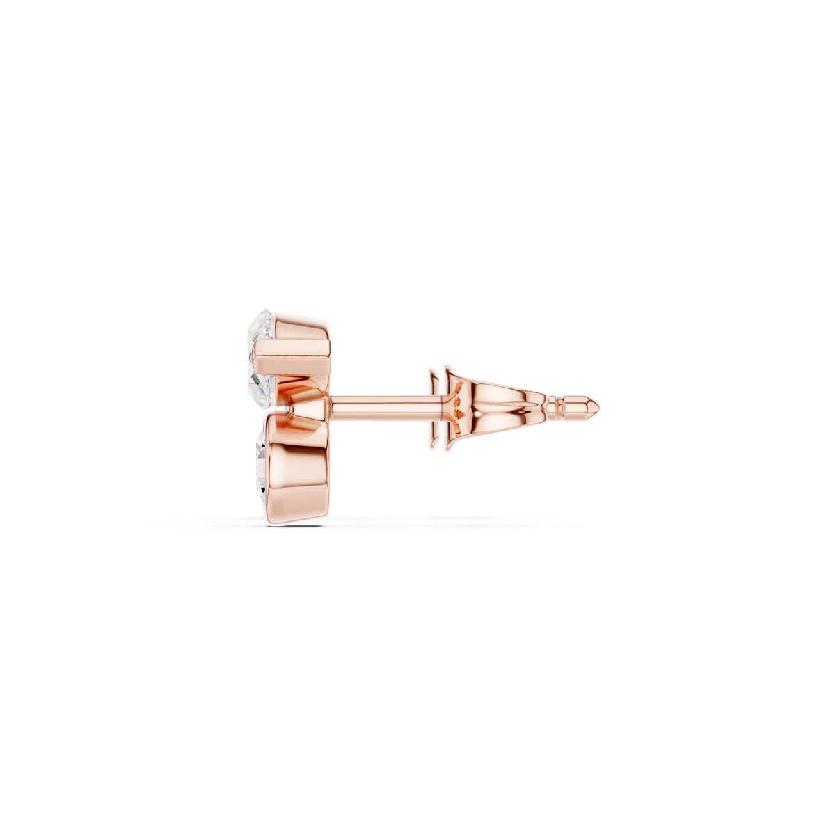 Marquise and Bezel Round Toi et Moi Diamond Stud Earrings in Rose Gold - VYKA Diamonds