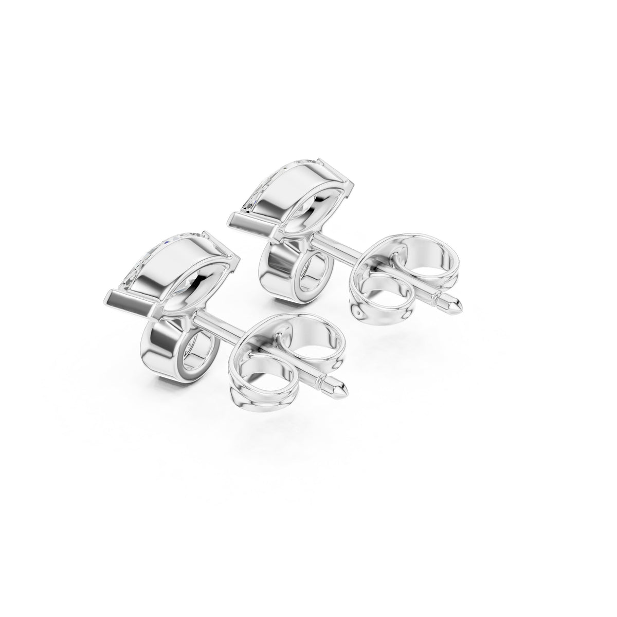 Marquise and Bezel Round Toi et Moi Diamond Stud Earrings