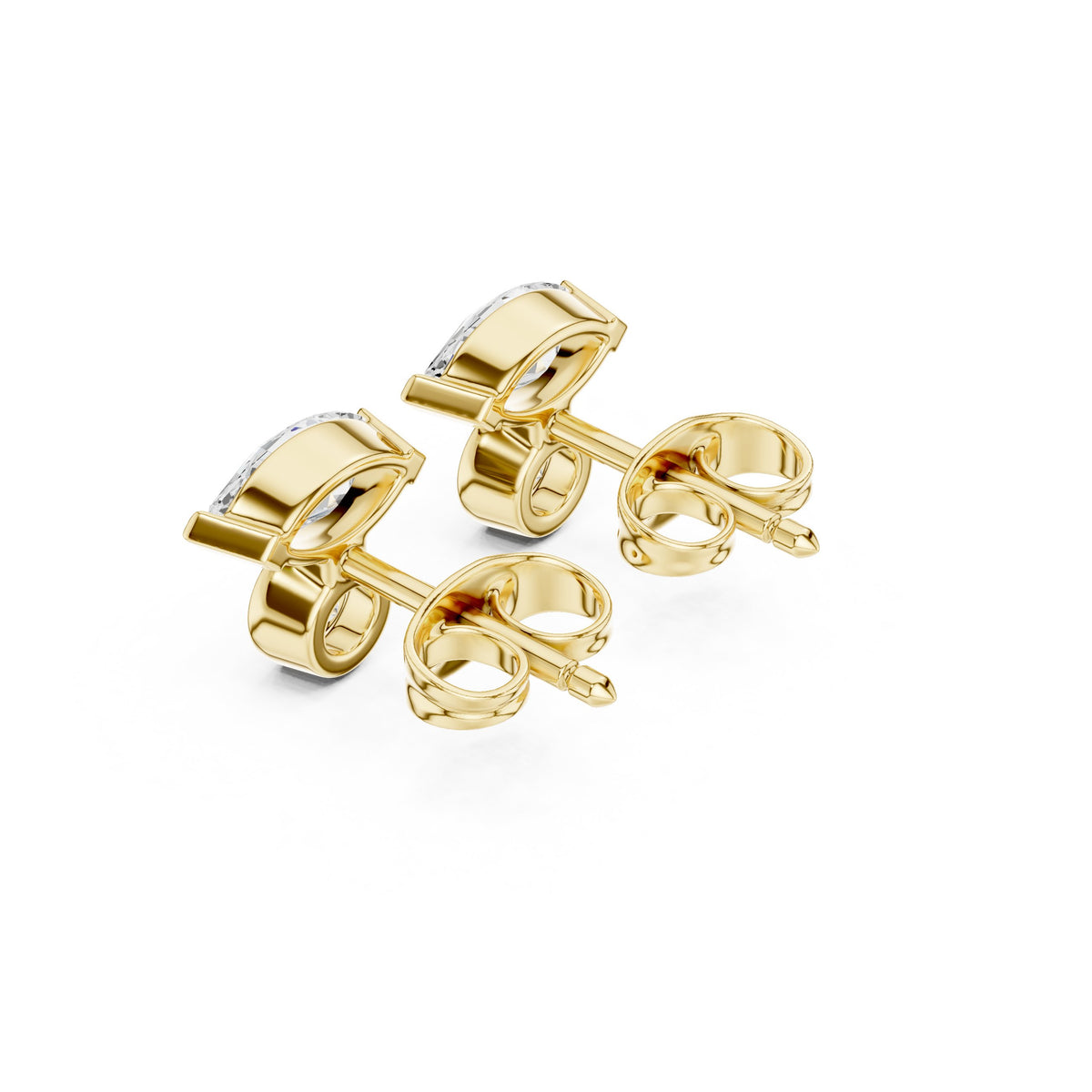 Marquise and Bezel Round Toi et Moi Diamond Stud Earrings