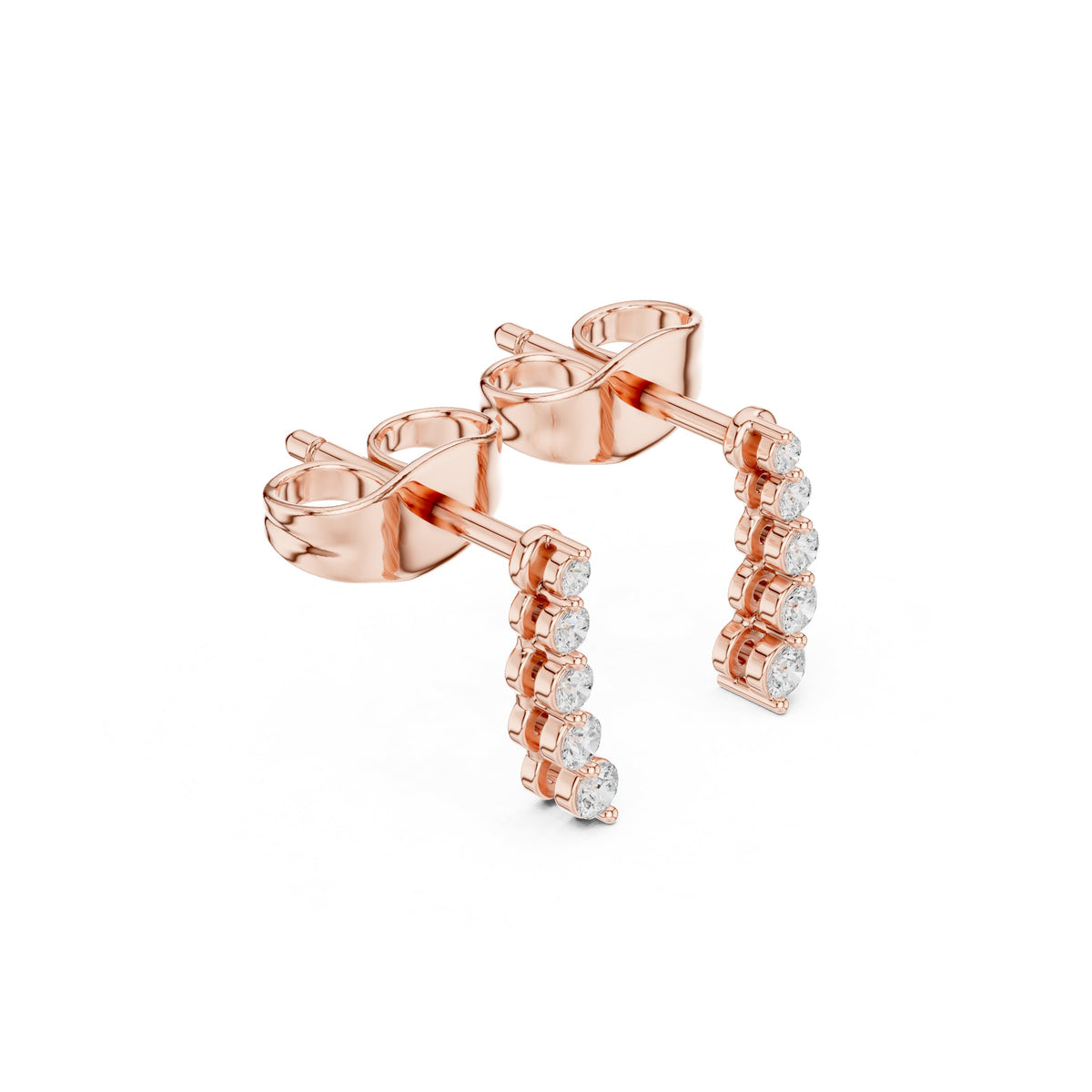 Graduated Bezel Line Diamond Climber Earrings