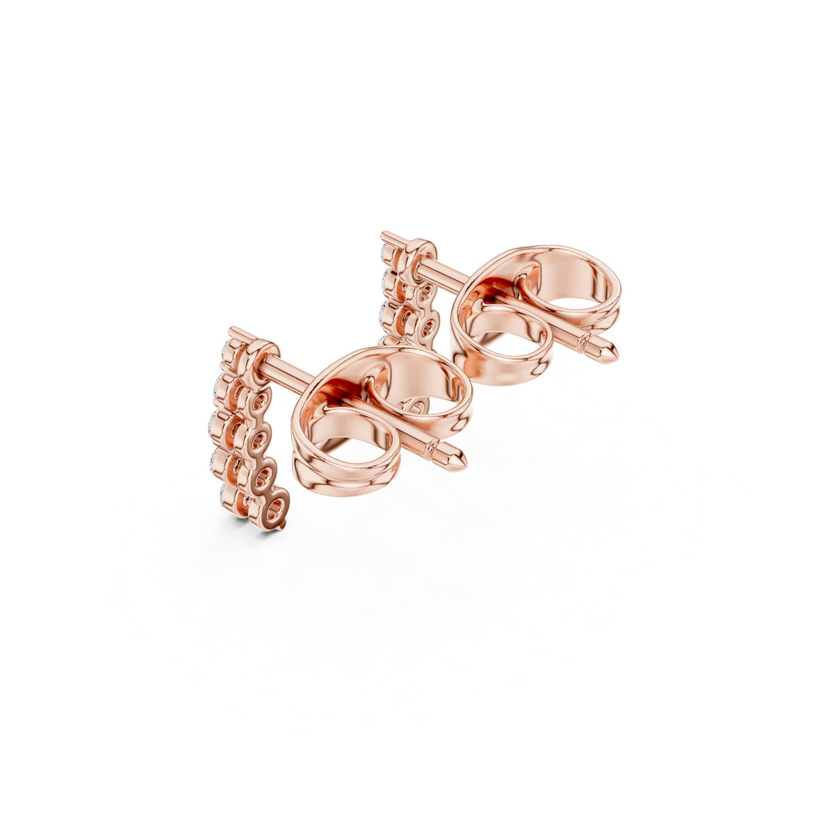 Graduated Bezel Line Diamond Climber Earrings
