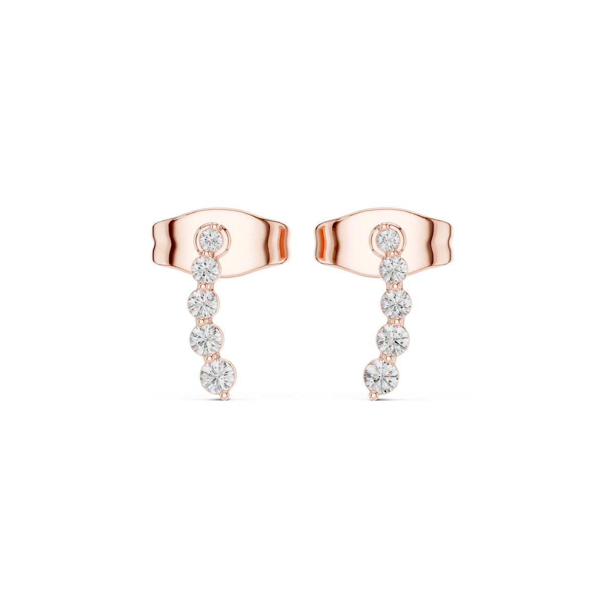 أقراط صاعدة بخط من الألماس المتدرّج بإطار محيط in Rose Gold - VYKA Diamonds