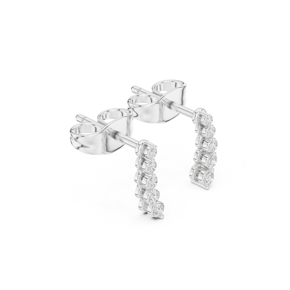 Graduated Bezel Line Diamond Climber Earrings