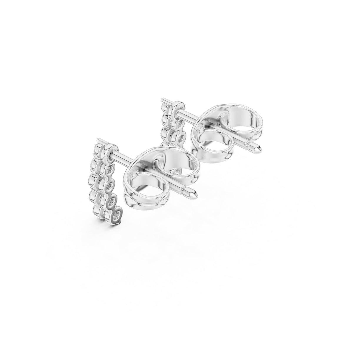 Graduated Bezel Line Diamond Climber Earrings