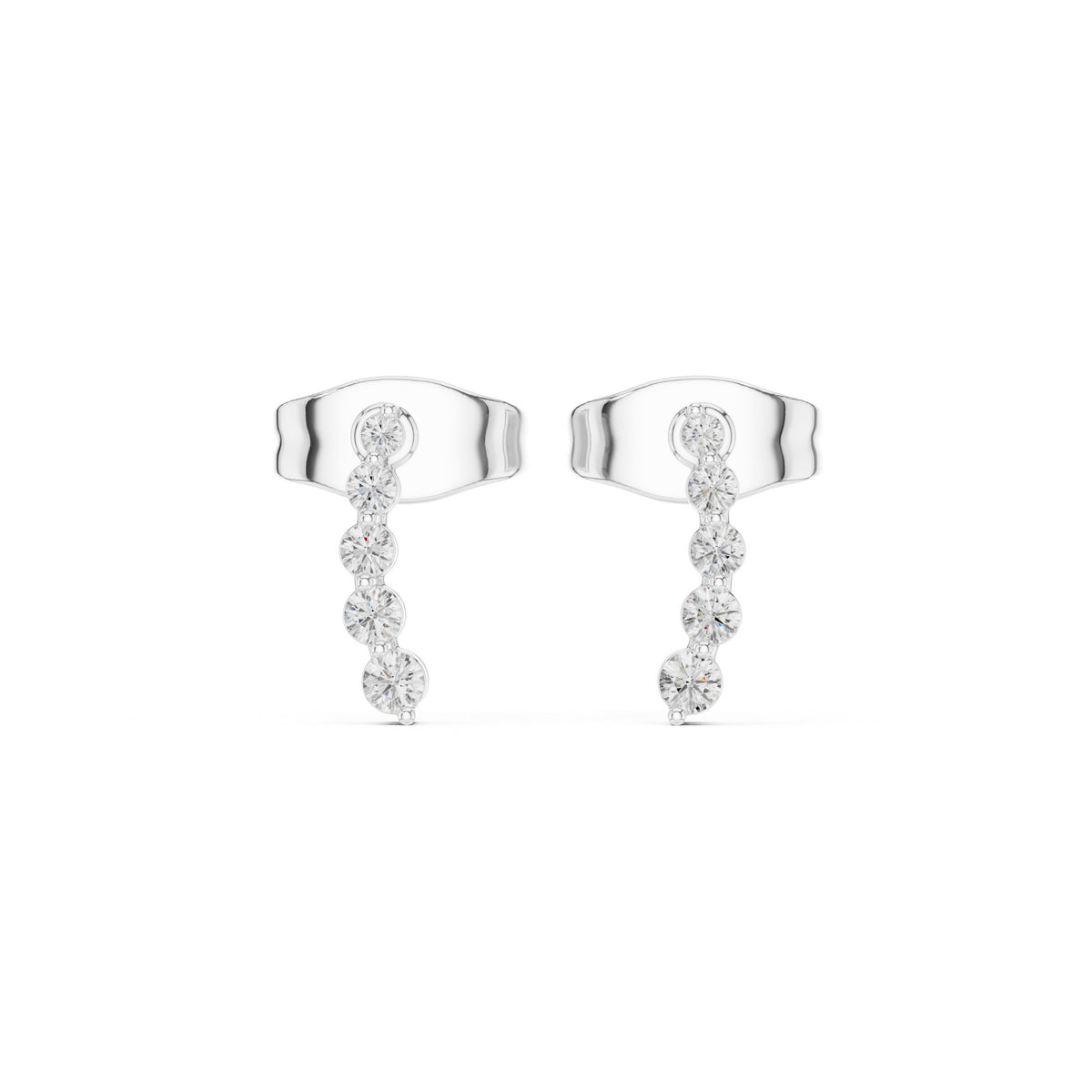 Graduated Bezel Line Diamond Climber Earrings