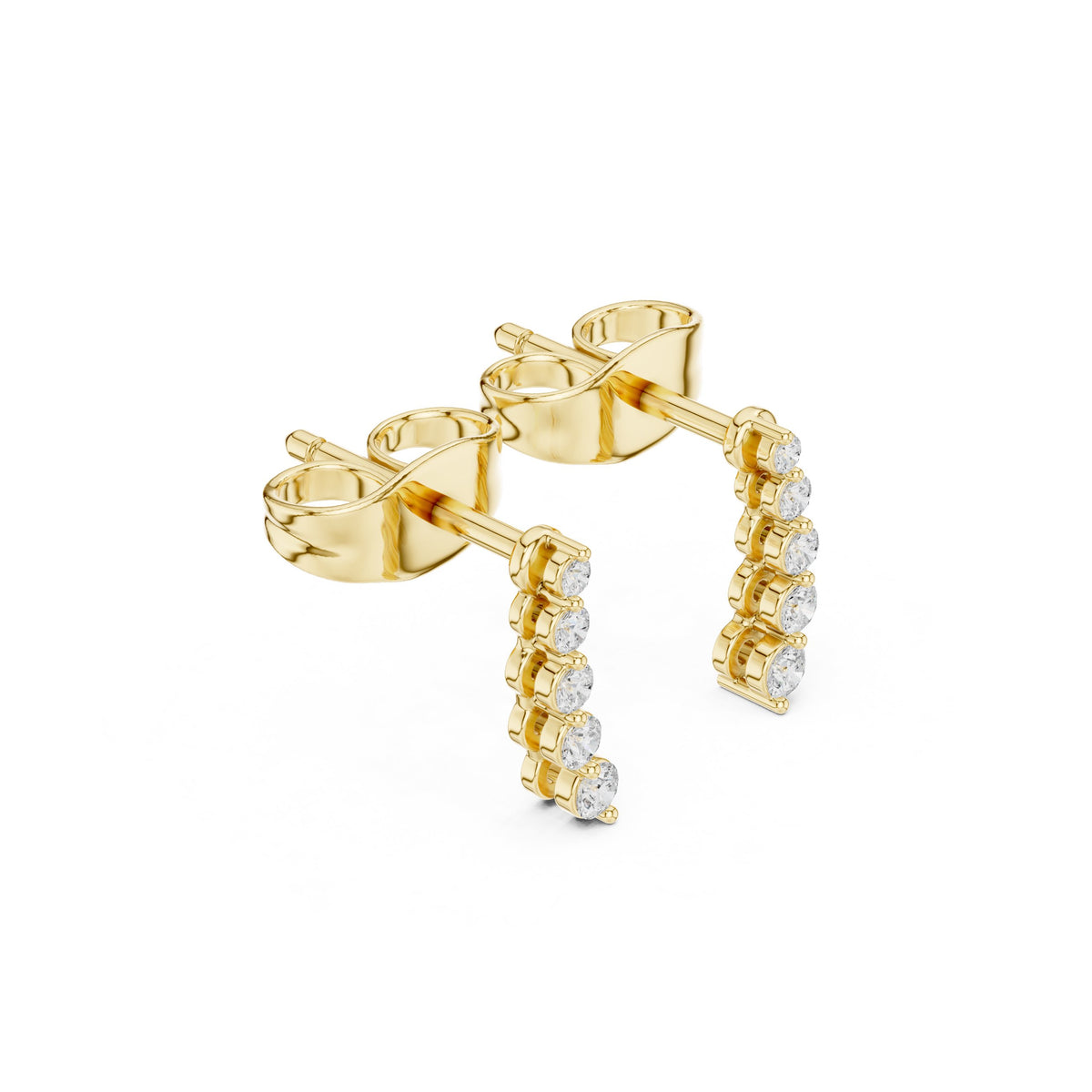 Graduated Bezel Line Diamond Climber Earrings