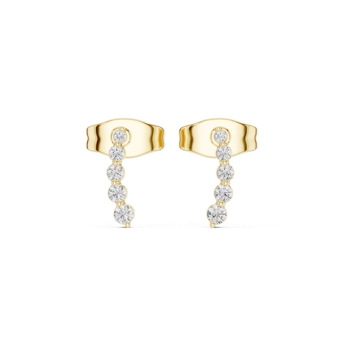 Graduated Bezel Line Diamond Climber Earrings