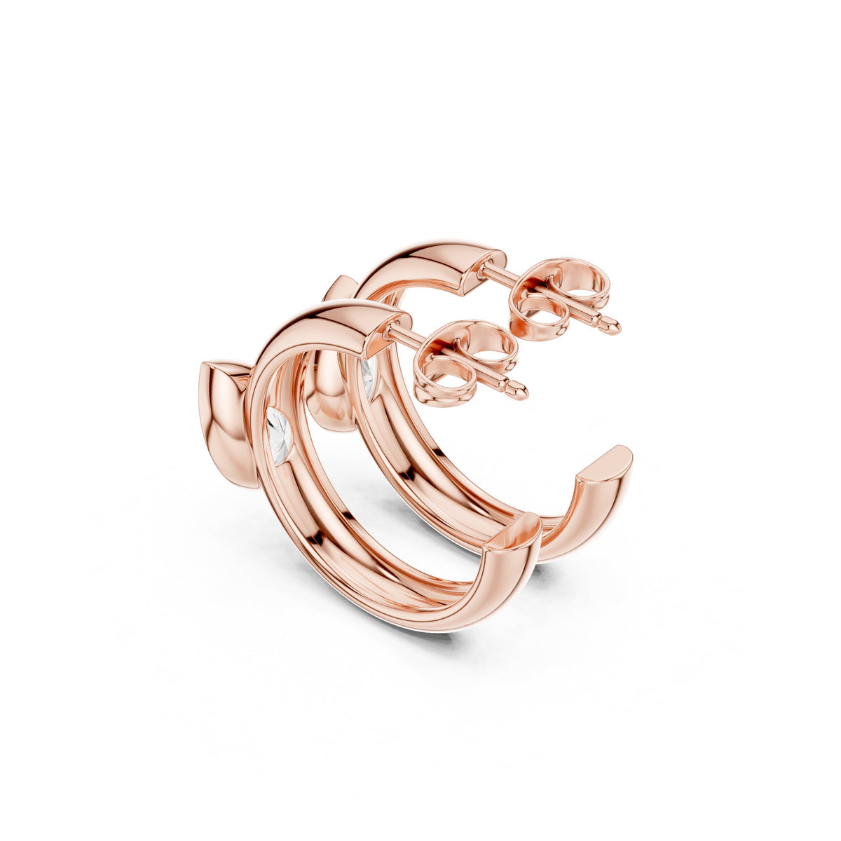Pear Bezel Huggie Hoop Diamond Earrings