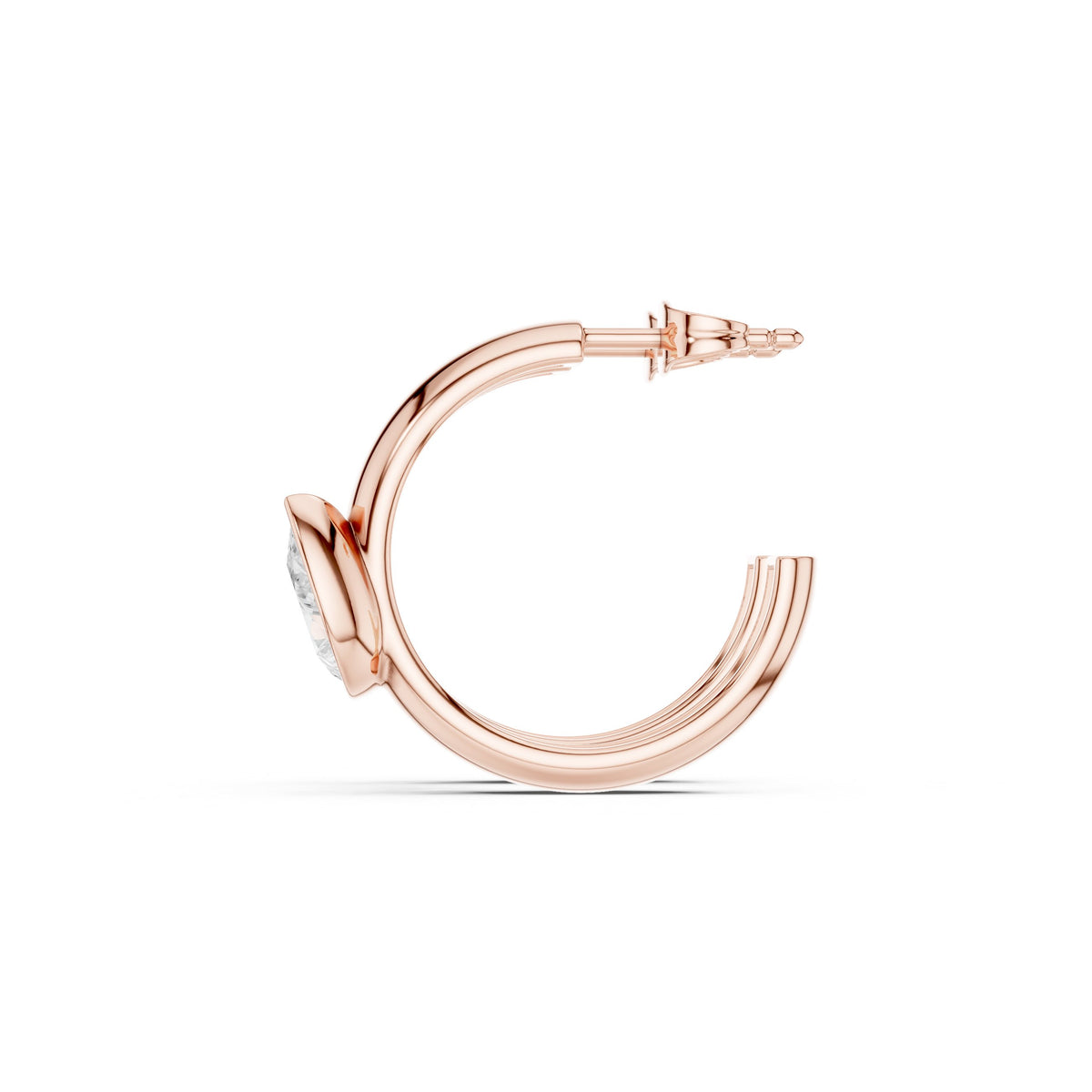 أقراط حلقية صغيرة بألماسة كمثرى بإطار محيط in Rose Gold - VYKA Diamonds