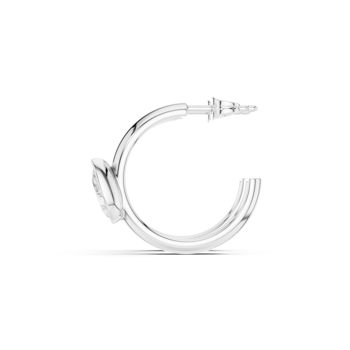 Pear Bezel Huggie Hoop Diamond Earrings