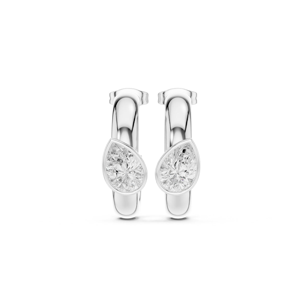 أقراط حلقية صغيرة بألماسة كمثرى بإطار محيط in White Gold - VYKA Diamonds